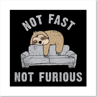 Not Fast Not Furious Funny Cute Sloth Team Loves Sloths Posters and Art